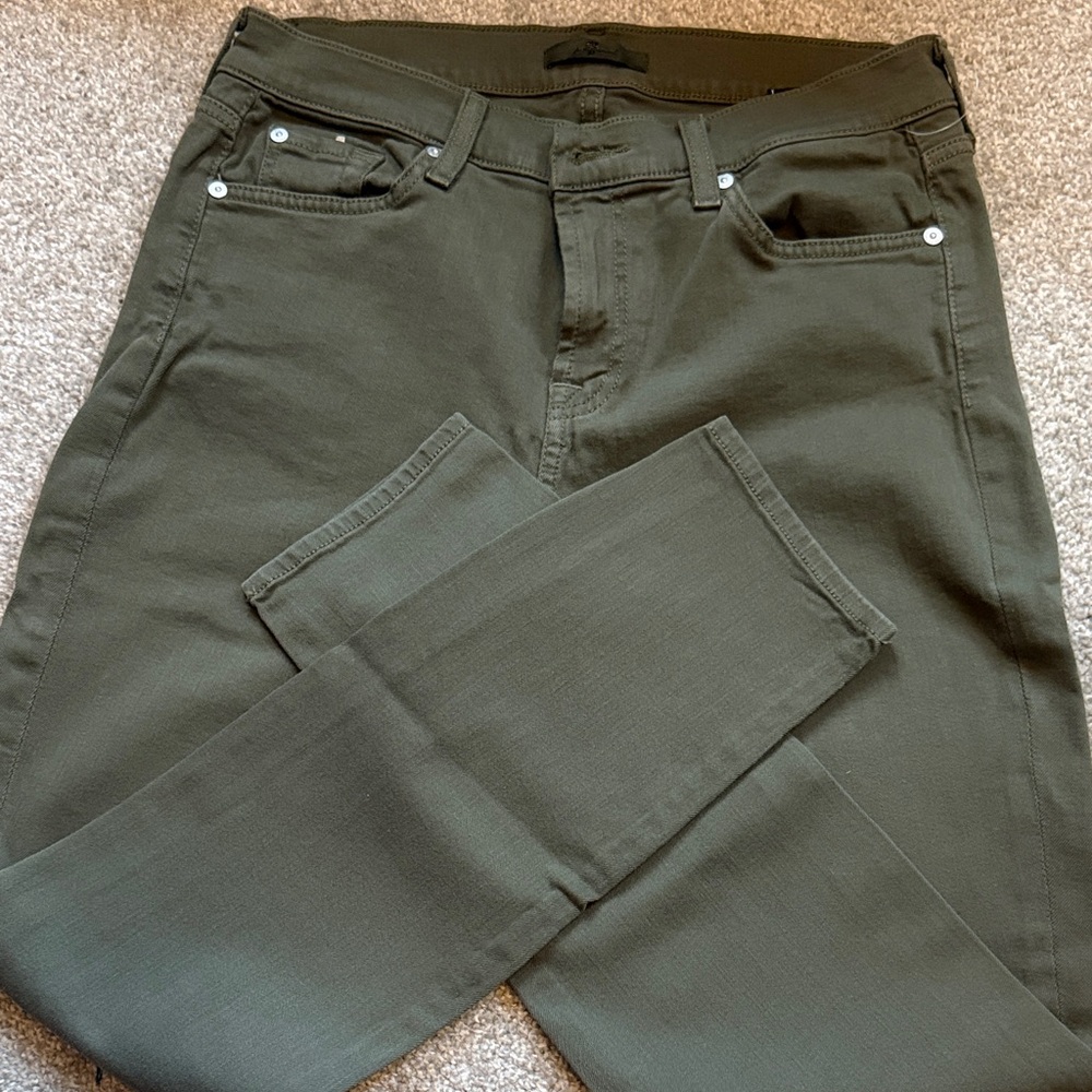 7 For All Mankind Olive Skinny Jeans